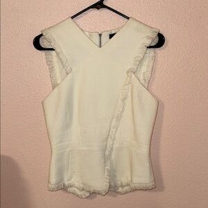 BCBGMaxAzria Cream Textured Sleeveless Blouse